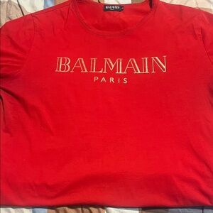 Balmain Vibrant Red Logo Tee